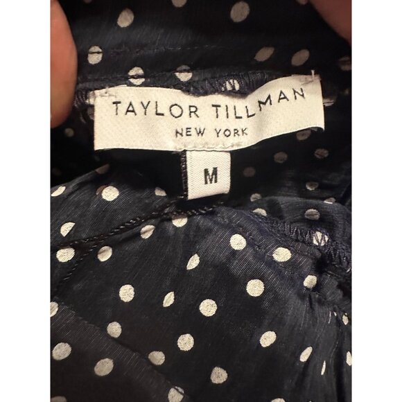 Taylor Tillman New York Gabrielle Navy Polka Dot Tiered Midi Skirt M $215 - Picture 5 of 6